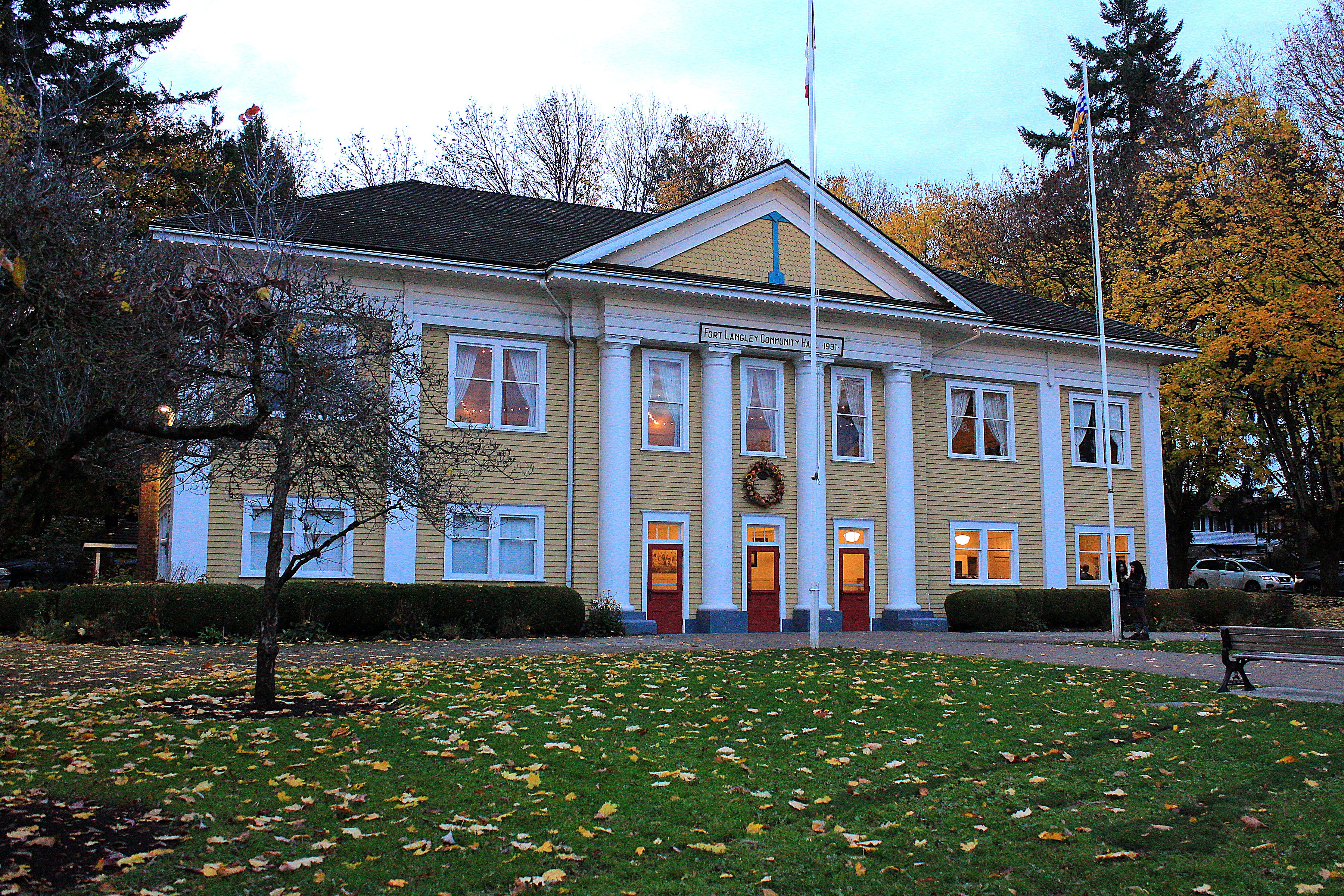 Historic Fort Langley Community Hall building near Chilliwack, BC