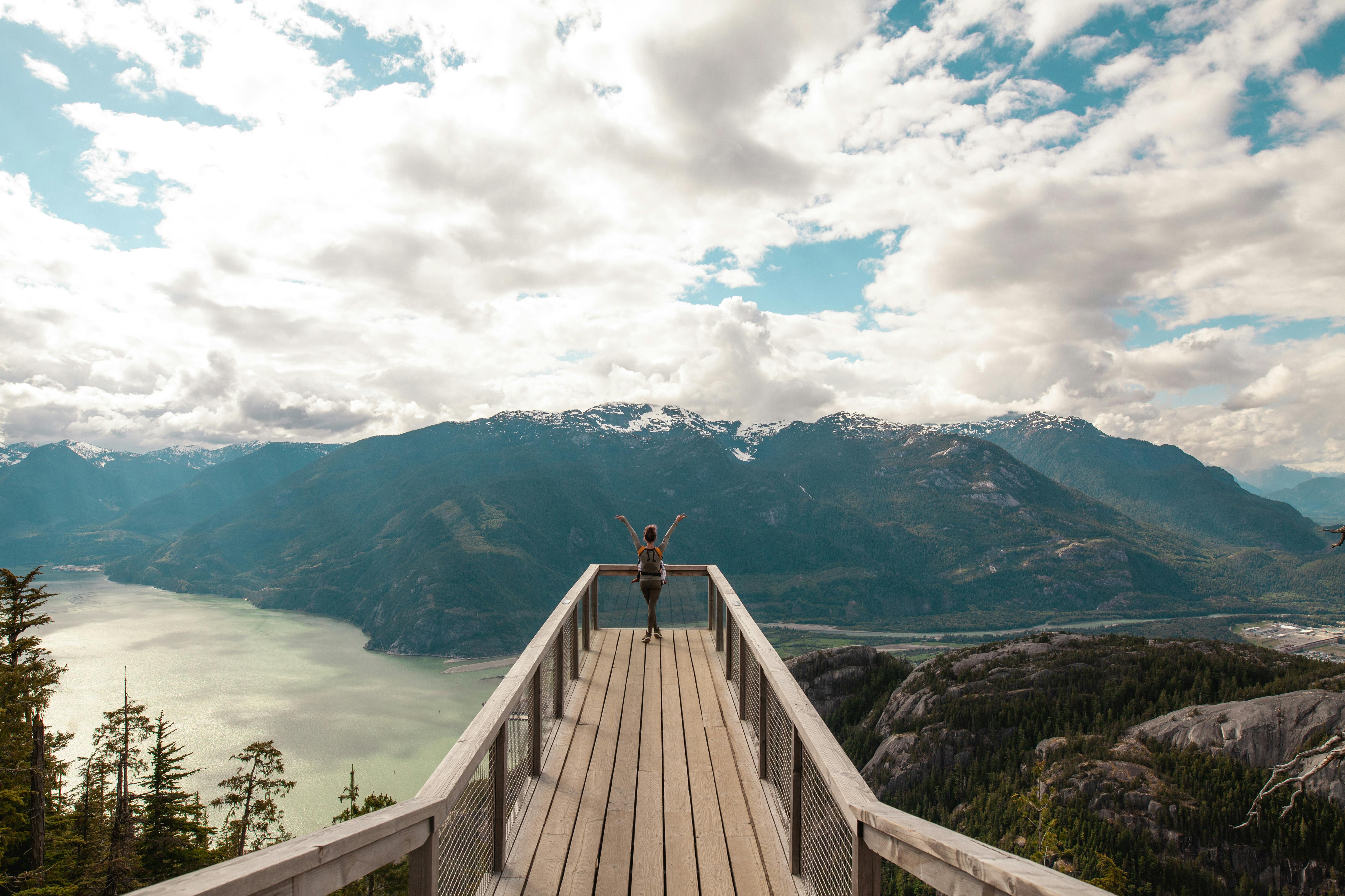 Alpine viewpoint over a fjord in the Sea-to-Sky region, BC
