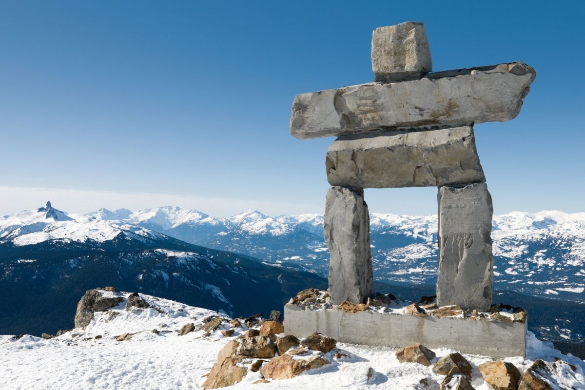 Whistler mountain inukshuk on a Sea to Sky day trip from Vancouver